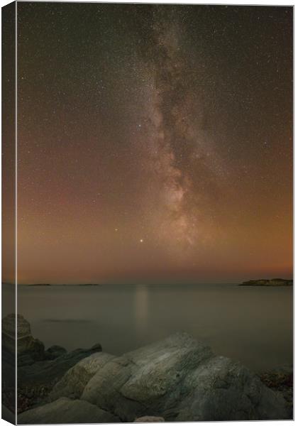 Jupiter and the Milky Way over Trearddur Bay Canvas Print by Natures' Canvas: Wall Art  & Prints by Andy Astbury