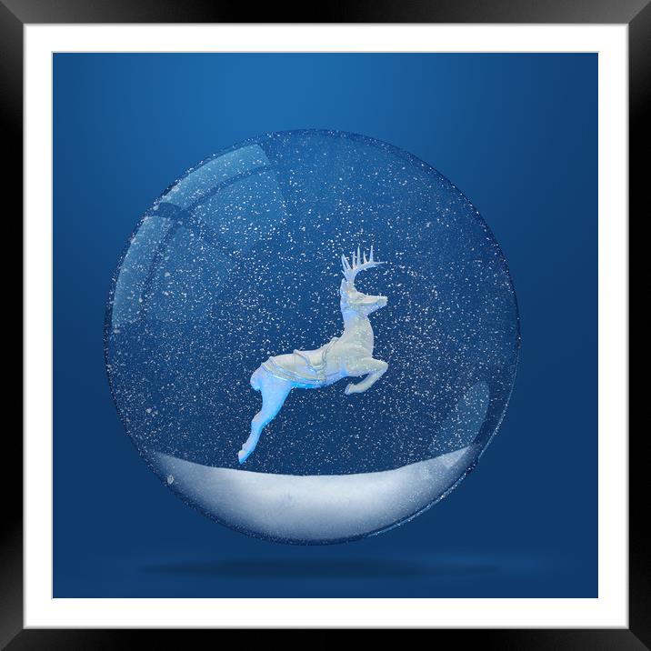 Deer inside of snowy snow globe Framed Mounted Print by Svetlana Radayeva