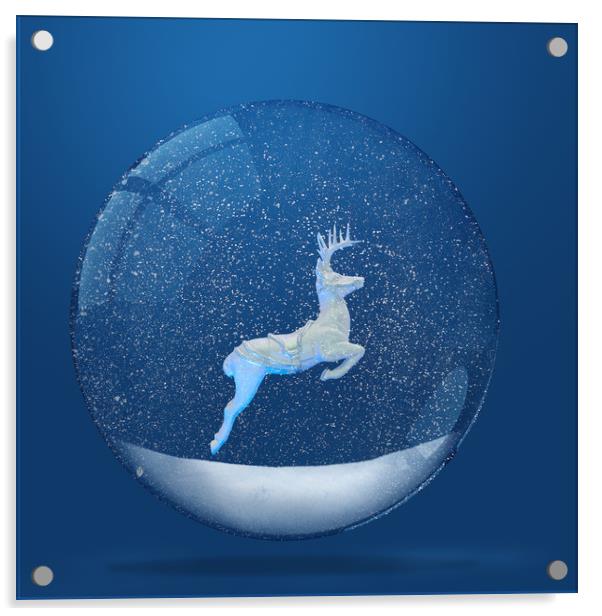 Deer inside of snowy snow globe Acrylic by Svetlana Radayeva