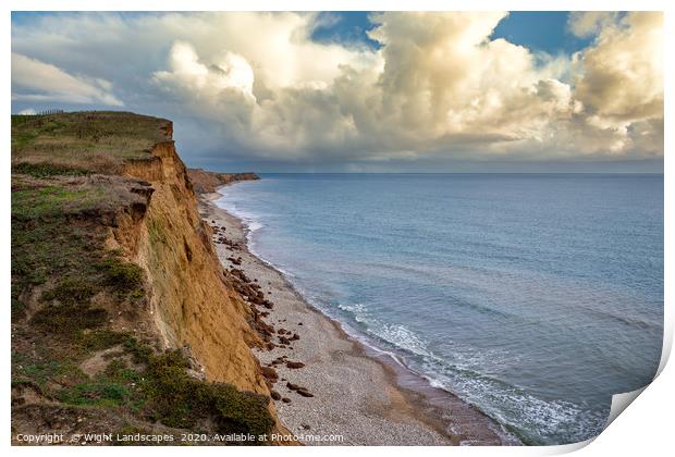 The Cliffs Of Compton Bay Isle Of Wight Print by Wight Landscapes