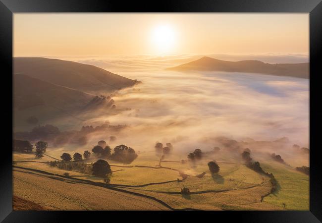 Edale Valley September sunrise  Framed Print by John Finney