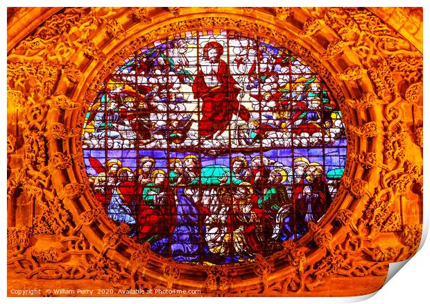 Christ Ascension Stained Glass Seville Cathedral S Print by William Perry
