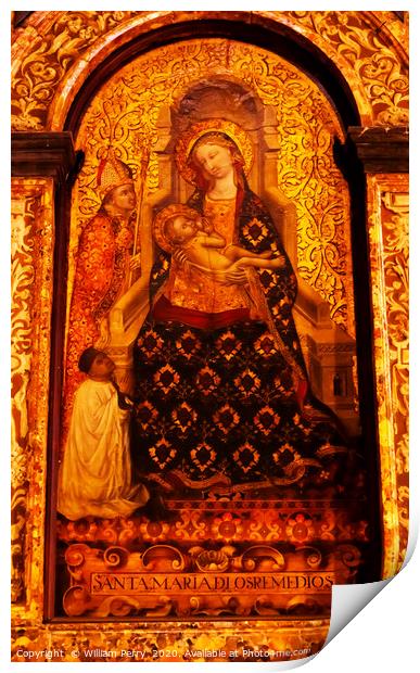 16th Century Madonna Christ Painting Seville Cathe Print by William Perry