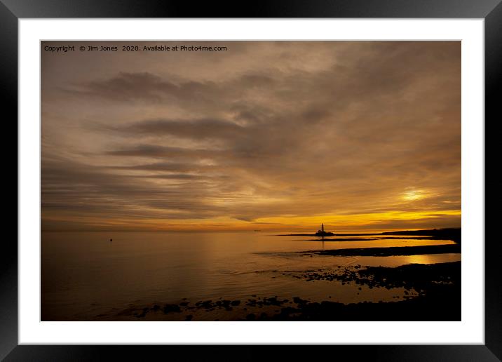 Golden Sunrise over St Mary's Island Framed Mounted Print by Jim Jones
