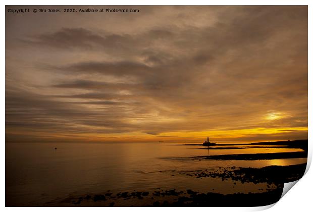 Golden Sunrise over St Mary's Island Print by Jim Jones