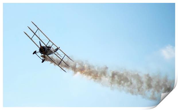 Sopwith Triplane flying with smoke behind Print by Simon Marlow