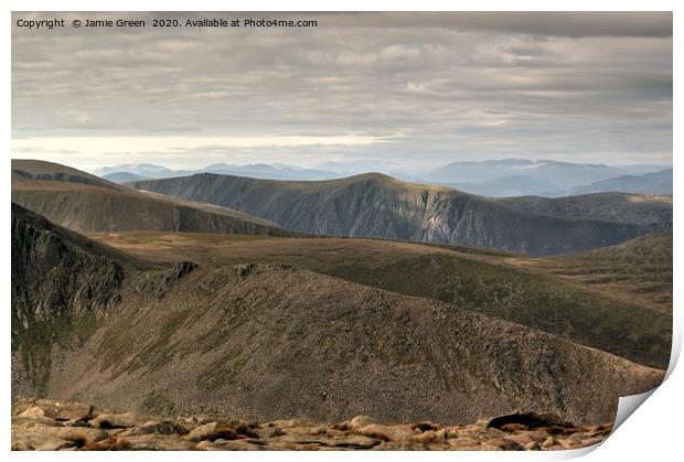 Northern Ridges of the Cairngorms Print by Jamie Green