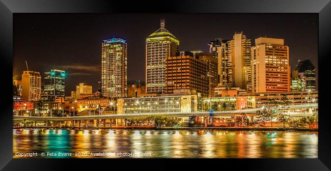 Brisbane at Night Framed Print by Pete Evans