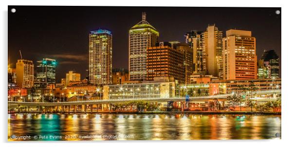 Brisbane at Night Acrylic by Pete Evans