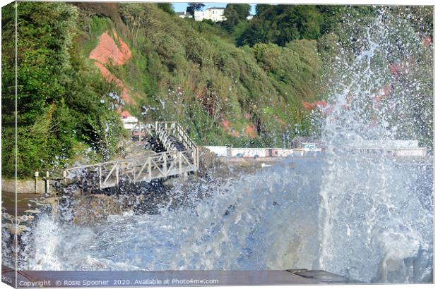 Rough Sea at Babbacombe in Torquay Canvas Print by Rosie Spooner