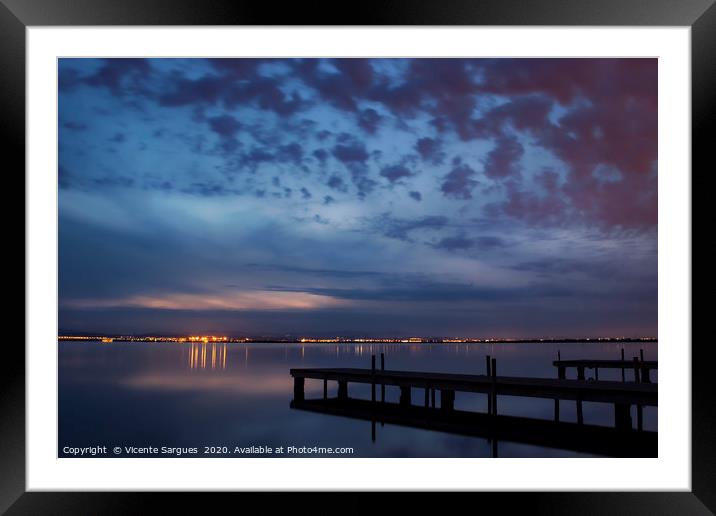 Dark night on the lake Framed Mounted Print by Vicente Sargues
