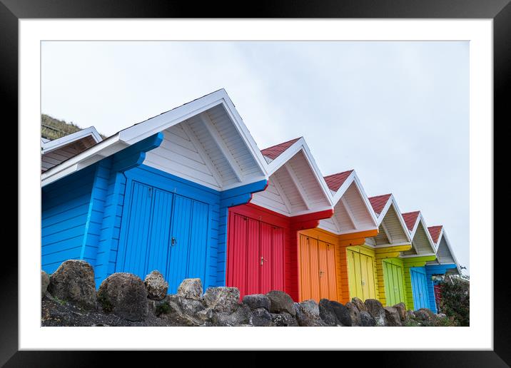 Vibrant beach huts in Scarborough Framed Mounted Print by Jason Wells
