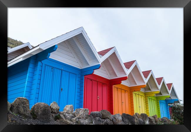 Vibrant beach huts in Scarborough Framed Print by Jason Wells