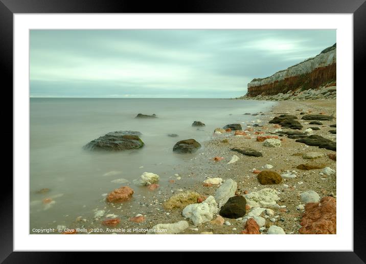 The striped cliffs at Old Hunstanton seen using lo Framed Mounted Print by Clive Wells