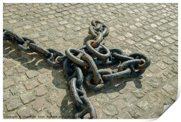 Coil of old chains. Print by Clive Wells