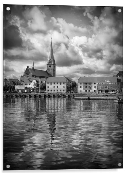 Helsingor Cityscape in Black and White Acrylic by Antony McAulay