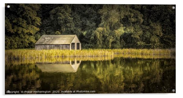 Loch Hope Boathouse Acrylic by Fraser Hetherington