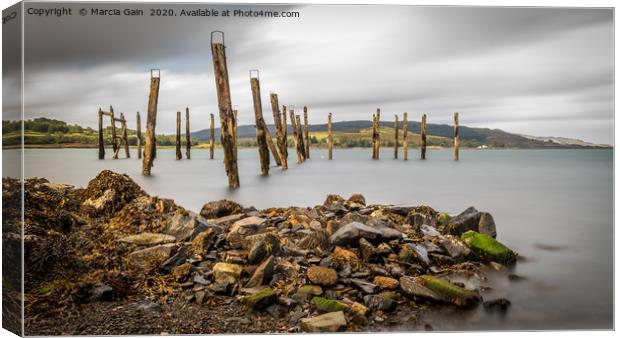 Salen Old Pier Canvas Print by Marcia Reay