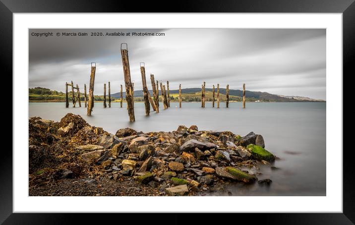Salen Old Pier Framed Mounted Print by Marcia Reay