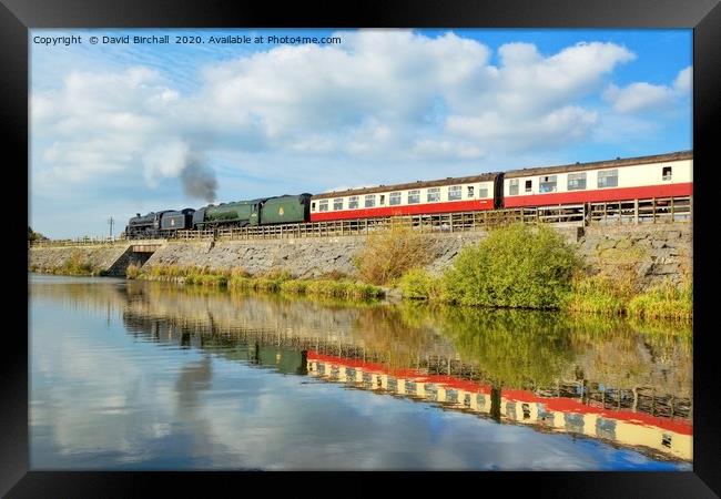 Steam train reflections at Butterley Reservoir Framed Print by David Birchall