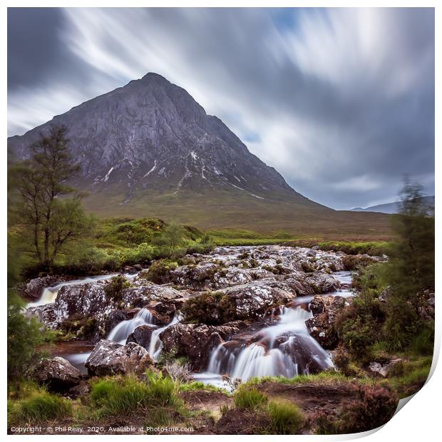 A long exposure in Glencoe, Scotland Print by Phil Reay