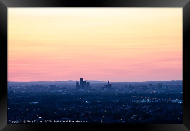 Manchester Sunset III Framed Print by Gary Turner