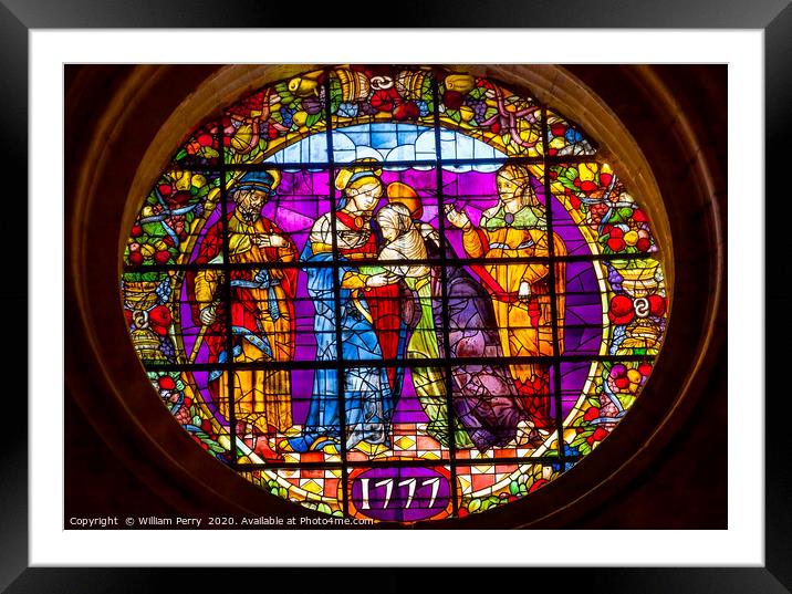 Visatation Mary Elizabeth Meeting Stained Glass Se Framed Mounted Print by William Perry