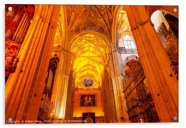 Arches Stained Glass Statues Seville Cathedral Spa Acrylic by William Perry