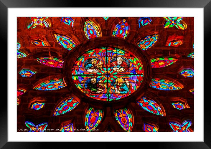 Gospel Writers Stained Glass Rose Window Seville C Framed Mounted Print by William Perry