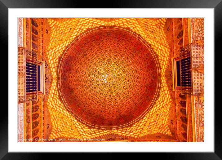 Orange Mosaic Celing Ambassador Room Alcazar Royal Framed Mounted Print by William Perry