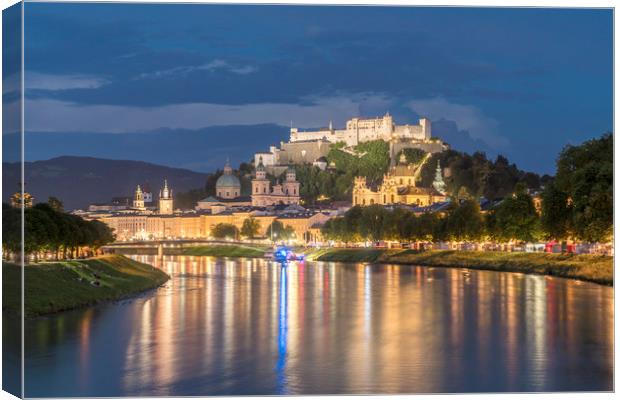  Salzburg at dusk Canvas Print by peter schickert