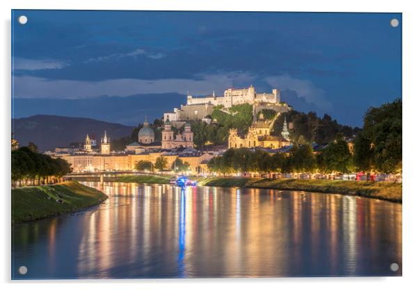  Salzburg at dusk Acrylic by peter schickert
