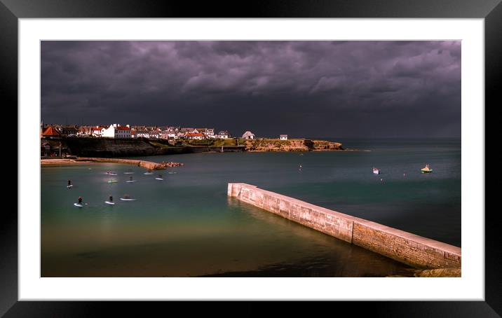 Paddle Boarding in Cullercoats Bay Framed Mounted Print by Mark Jones