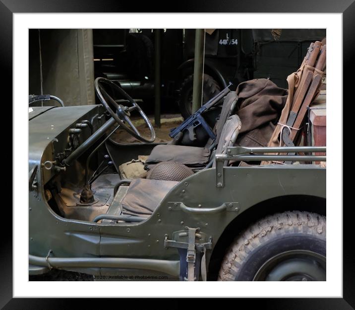 Vintage Army Jeep  Framed Mounted Print by Jacqui Farrell