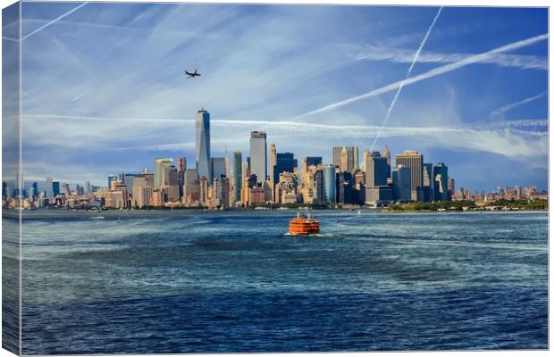 New York City with Ferries and Planes Canvas Print by Darryl Brooks