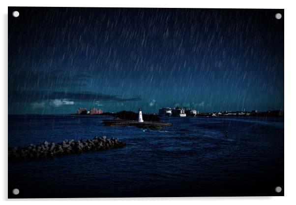 Night Rain at Nassau Acrylic by Darryl Brooks