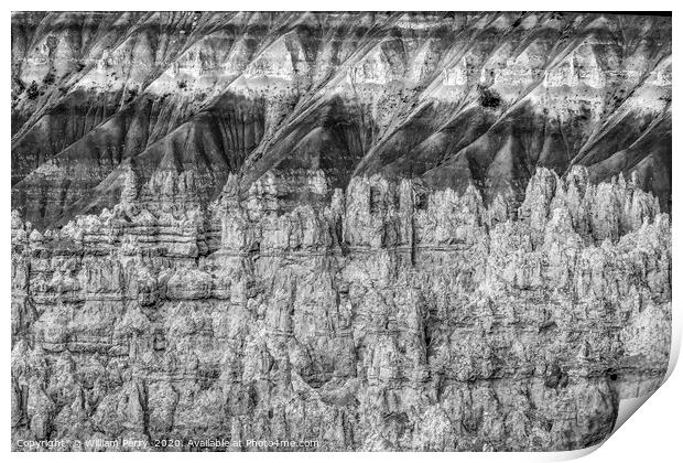 Black White Amphitheater Abstract Hoodoos Bryce Ca Print by William Perry