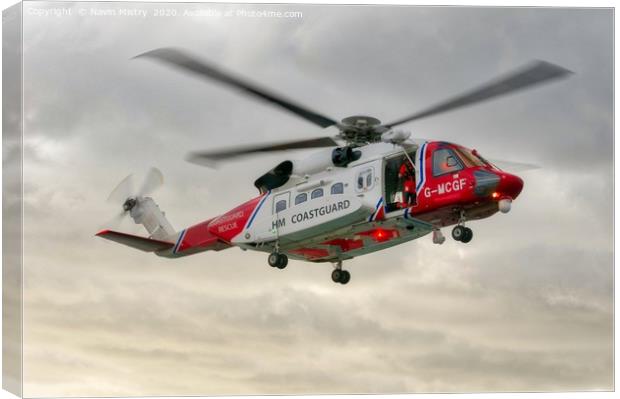 UK Coastguard Helicopter Sikorsky S-92  Canvas Print by Navin Mistry