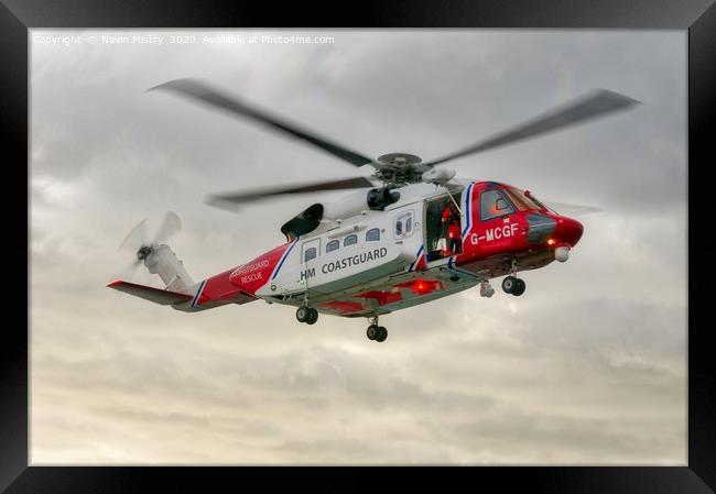 UK Coastguard Helicopter Sikorsky S-92  Framed Print by Navin Mistry