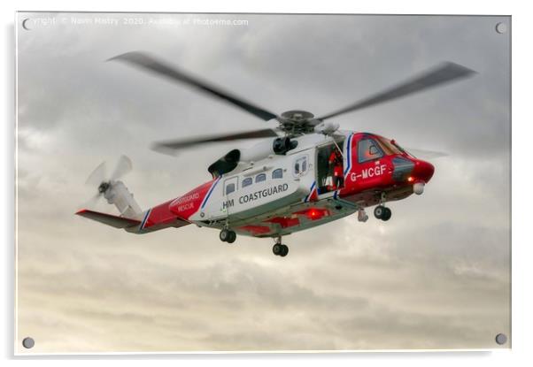 UK Coastguard Helicopter Sikorsky S-92  Acrylic by Navin Mistry