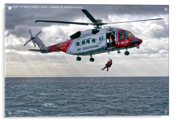 UK Coastguard Sikorski S-92 Acrylic by Navin Mistry