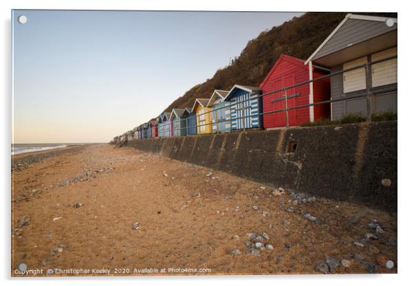 Cromer beach huts Acrylic by Christopher Keeley