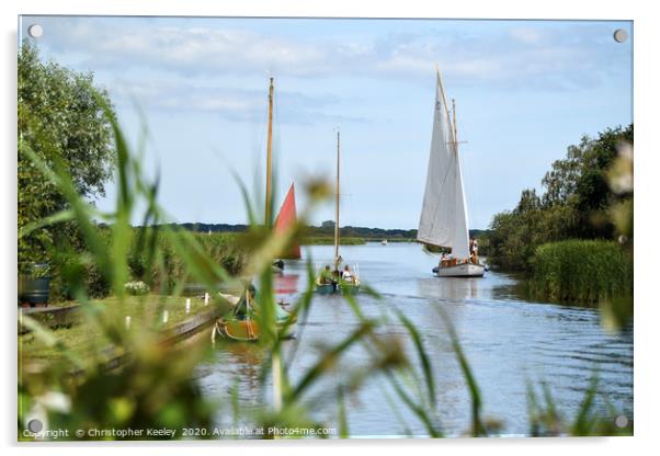 Sailing on the Norfolk Broads Acrylic by Christopher Keeley