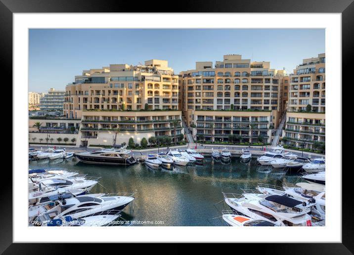 Portomaso Marina Malta  Framed Mounted Print by David Pyatt