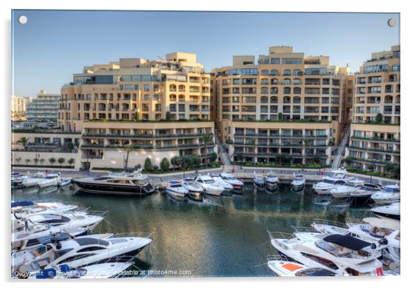 Portomaso Marina Malta  Acrylic by David Pyatt