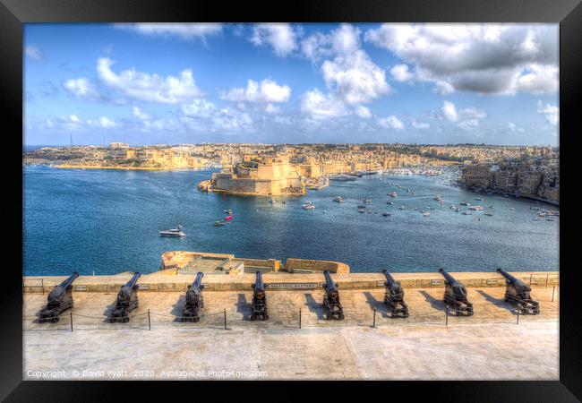 Saluting Battery Valletta Harbour  Framed Print by David Pyatt