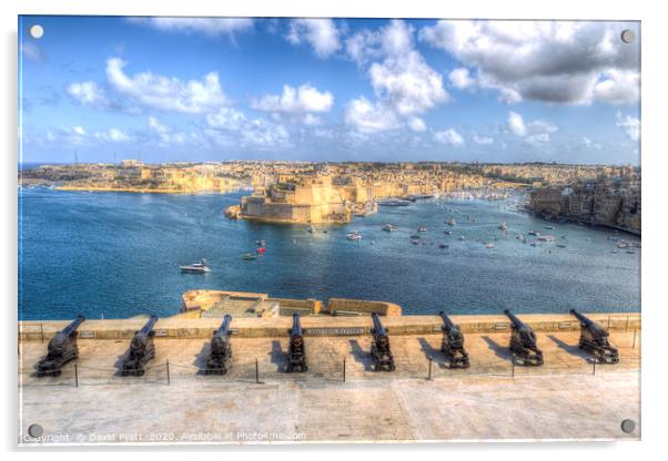 Saluting Battery Valletta Harbour  Acrylic by David Pyatt