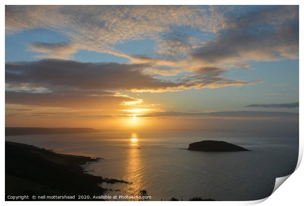 Looe Island At Sunrise Print by Neil Mottershead
