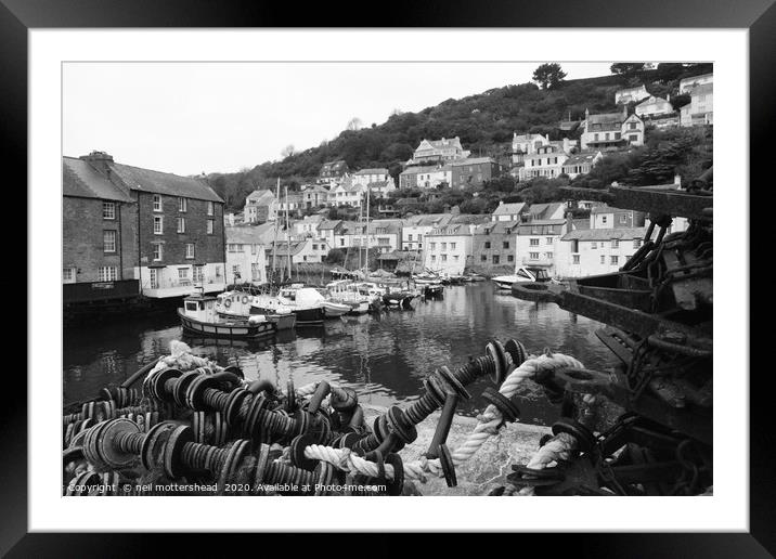 Early Morning In The Cornish Village Of Polperro Framed Mounted Print by Neil Mottershead