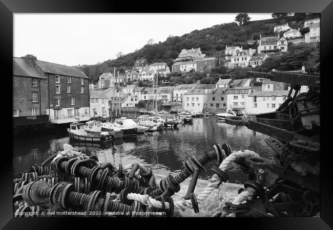 Early Morning In The Cornish Village Of Polperro Framed Print by Neil Mottershead